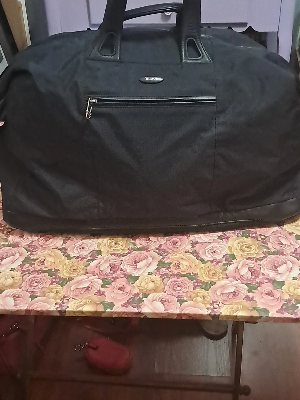 Tumi Black Travel Duffel with Top Handles And Detachable Long Carry Strap